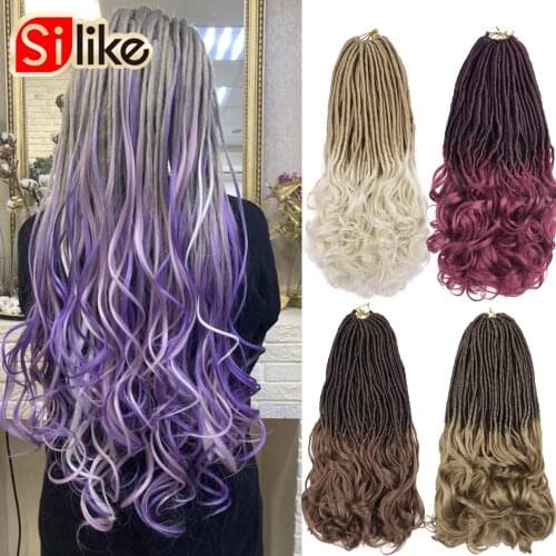 Silike Goddess Faux Locs Crochet Braids Synthetic 22 Inch Natural Pre Looped Braiding Hair Extensions 24 Stands/Pack