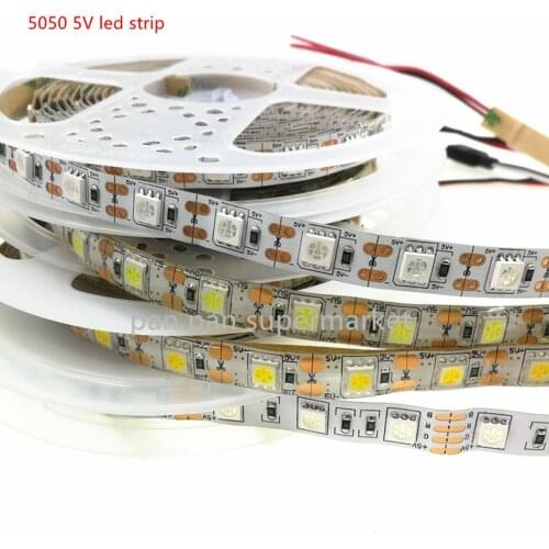 DC5 Volt USB Interface LED Adhesive Tape SMD 5050 Strip Light Lamp 50CM 1M 2M 3M 4M 5M 60leds/m TV Desk Lights Warm white Red