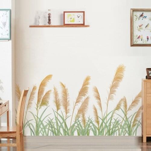 Reed Wall Sticker Home Decor Dormitory Layout Living Room Sofa Wall Decoration Aesthetic Mural Warm Bedroom Decals for Furniture