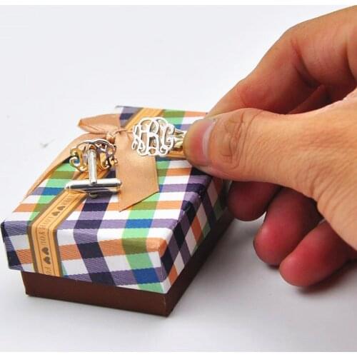 925 Silver Monogram Cufflink Personalized 3 Initial Nameplate Cuff Links Custom Men Jewelry Groom Christmas Gift