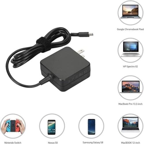 USB Type-C AC Charger 45W Fit for Lenovo Chromebook S330 C340n 300e 500, ThinkPad T480s T580 5A10K34718