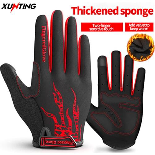 Winter Cycling Anti-slip Anti-sweat Men Glove Warm and Windproof Full-finger Anti-shock Sports Gloves Bike Bicycle Glove