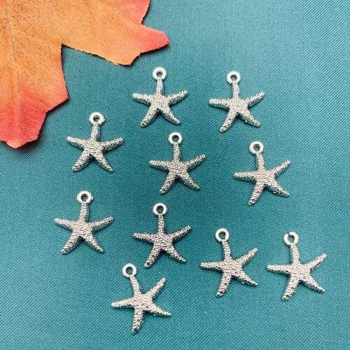 10Pcs 15*14mm Starfish Charms Antique Tibetan Silver Color Stars Pendant Wholesale For DIY Jewelry Making Earrings Accessories