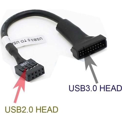 10pcs USB3.0 20 Pin Male Header to USB 2.0 female Adapter for motherboard cord
