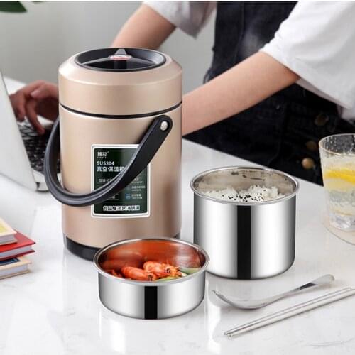 12 Hours Thermal Bento Box Leakproof Large 1.6L 2L 3 Layer Food Storage Container Stainless Steel Vacuum Insulated Lunch Box Kid