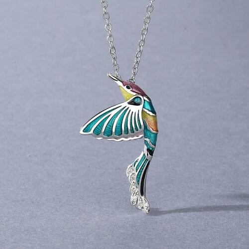 2021 Creative Hummingbird Pendant Necklace Color Epoxy Jewelry Bird Clavicle Chain Fashion Womens Necklace Hand Enamel