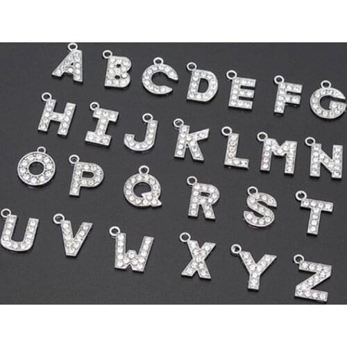 26Pcs A-Z Rhinestone Letter Charm Alphabet Crystals Letter Beads Pendants DIY Necklace Bracelet Crafts Jewelry Making