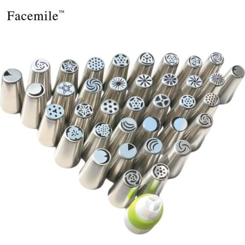 2017 New 36pcs 1Coupler Stainless Steel Icing Piping Nozzles Tips Nozzle Pastry Tools Fondant Cake Decorating Tools Cake Mold