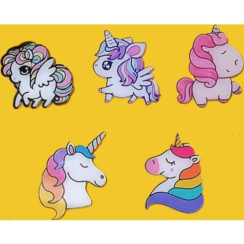50pcs 5 Styles Mix Cartoon Unicorn Horse Flatback Planar Resin Cabochon DIY Craft Embellishments for Home Decoration Accessories