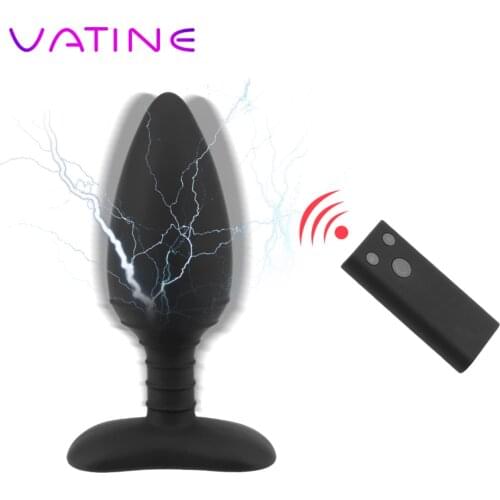 VATINE Wireless Remote Control Electric Shock Anal Plug Vibrator Prostate Massager Vibrator 10 Frequency Sex Toys For Men Women