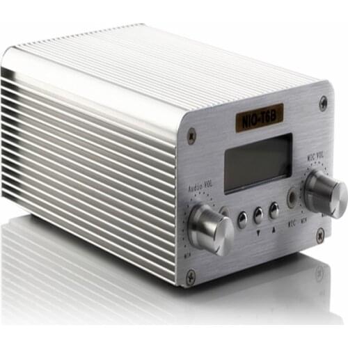 Free Shipping 2017 New Product New Technology 1W/6W Low Power NIO-T6B fm pll Transmitter For Wireless Broadcast With PC Control