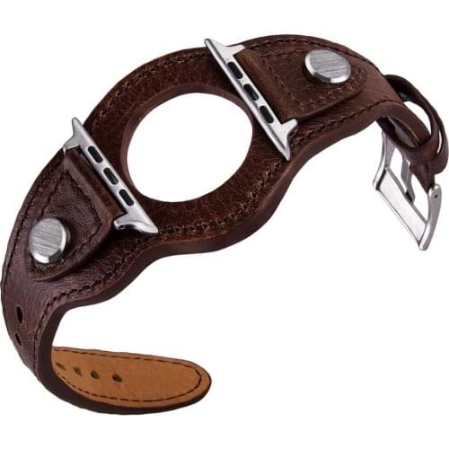 Cuff Bracelet For Apple watch band 44mm 40mm Leather watchband iWatch 42mm 38mm belt correas strap for series 6 SE 5 4 3