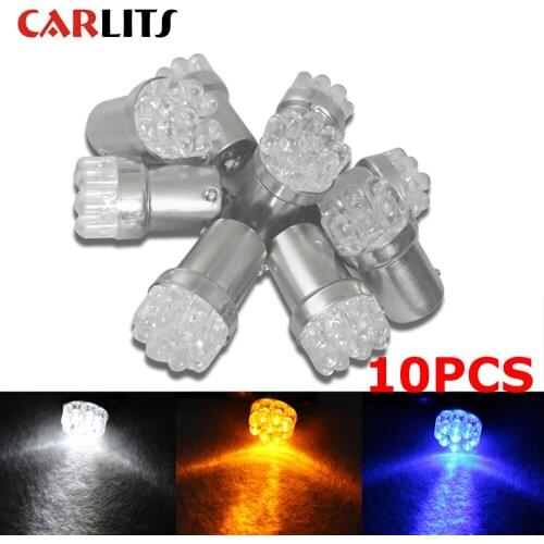CARLITS 10PCS T10 P21w 1156 ba15s 9SMD LED Rear Brake Turn Signal Light Bulb Corner light Motorcycle Car Lights White 12V CJ