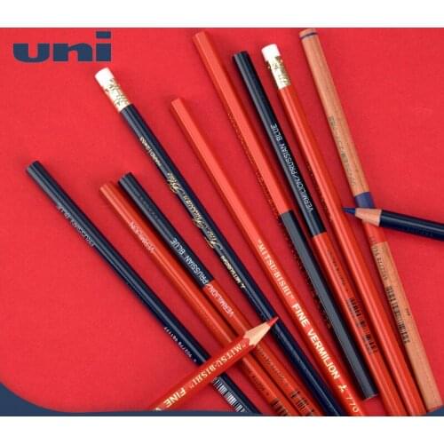 Uni Mitsubishi Red and Blue Wood Pole Pencil 772 Two-color Two-headed Mark Blue-red Wipe Waterproof Hexagonal Pencil