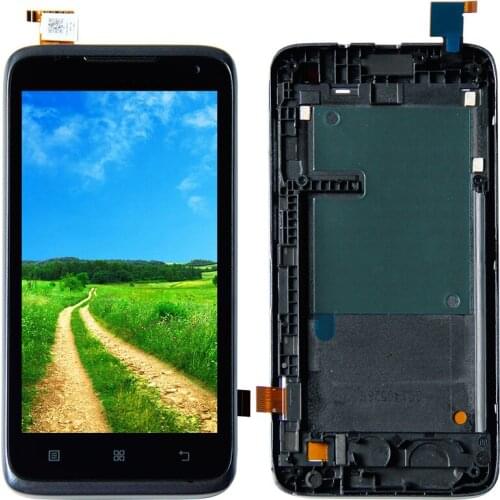 For Lenovo A526 Touch Screen Digitizer LCD Display Assembly With Frame Black Color Free Shipping