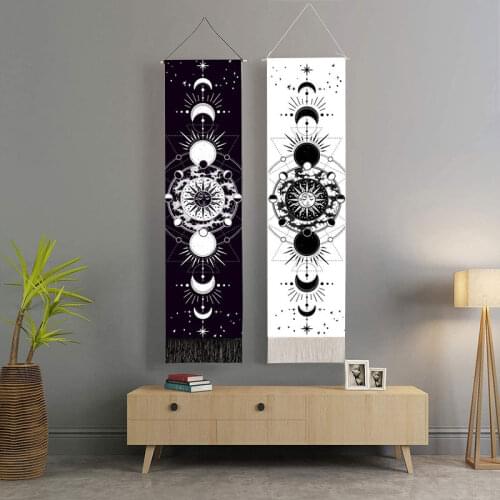 Mandala Tapestry Hippie White Black Sun And Moon Wall Hanging With Tasseles Star Wall Cloth Carpet Dorm Room Home Decoration
