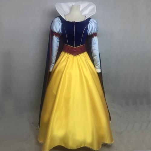 Movie Princess Snow Cosplay Costume White Girl Winter Long Sleeves Dress Fancy Halloween Ball Gown For Adult Women