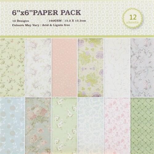 KSCRAFT 12pcs 6" Single-side Printed Flowers pattern creative papercraft art paper handmade scrapbooking kit set book