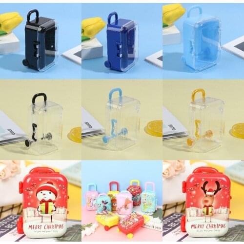 Lovely Mini Suitcase for Dolls Miniature Trunk Dollhouse Decoration Small Clutch Jewellery Box Coin Purse Christmas Trolley Box