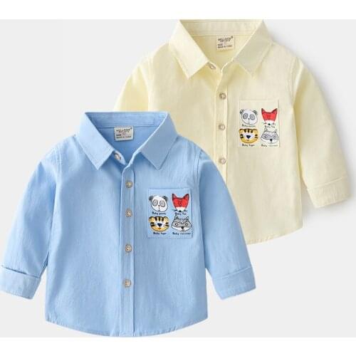 Fashion casual spring thin shirt 2021 spring boy long-sleeved shirt childrens cotton cartoon T-shirt