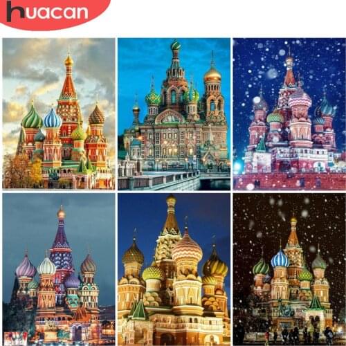 HUACAN 5D Diy Diamond Art Painting Kits Castle Diamond Embroidery Mosaic Landscape Cross Stitch Gift For Women