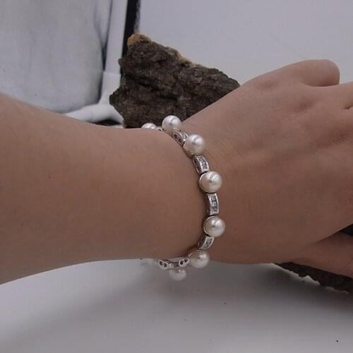 2017 new 925 sterling silver bracelets for women mother with 9pcs high luster natural pearls european style jewelry Hot SL3005