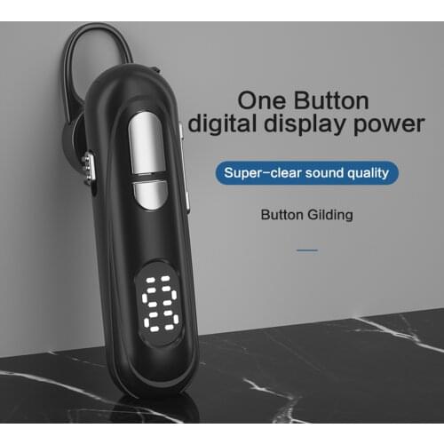 Single Bluetooth 5.1 Earphone Business Lightweight 300mAh Battery Long Standby Noise reduction Black Ear-hook Wireless Earphone