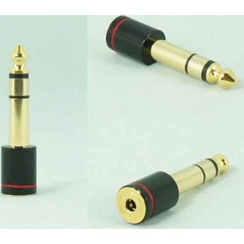 3.5mm Female to 6.5mm Male Stereo Audio Headphone Jack Earphone Adapter Headset Converter(black-gold)
