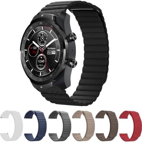 20mm 22mm Leather Loop Magnetic Band Strap For Haylou LS02 Ticwatch 2 E Wristband for Ticwatch Pro E2 S2 GTX Pro3 Pro 2020 4G