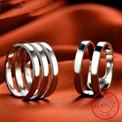 Blaike Luxury S925 Sterling Silver Rings For Men Women Multilayer Open Winding Ring Male Wedding Engagement Ring Fine Jewelry