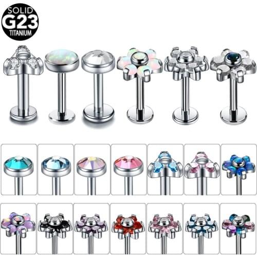 1Pc Internal Threaded Labret Tragus Cartilage Earring Titanium 16g Cz Opal Tragus Lip Ring Monroe Ear Cartilage Earring Piercing