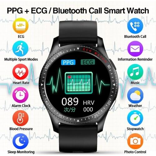 ECG PPG smart watch bluetooth call 24 hours Heart Rate pressure blood oxygen Monitor weather calorie alarm clock for men women