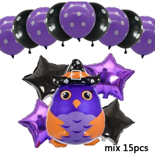 Owl Nicro New Vampirin Princess Foil Balloon Purple Black Latex Balloons Halloween Theme Party Decorations Kids Toy Balls