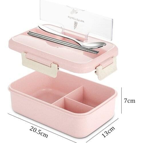SHAI Wheat Straw Dinnerware Food Storage Container Children Kids School Office Portable Bento Box Microwave Lunch Box