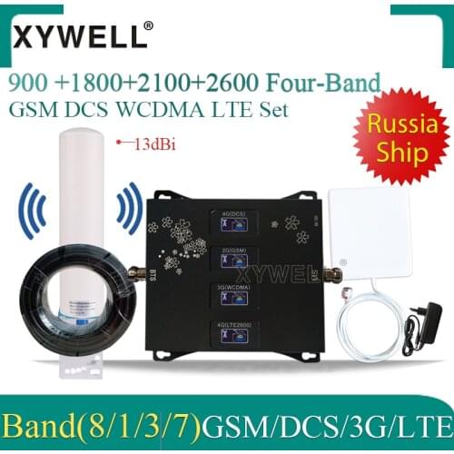 900/1800/2100/2600mhz Cell Phone Booster Four-Band Mobile Signal Amplifier 2G 3G 4G LTE Cellular Repeater GSM DCS WCDMA LTE Set