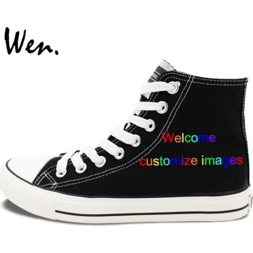 Wen Customize Shoes Hand Painted High Top Black Shoes Offer Pictures You Like to Design Accept Bargain According to Complexity