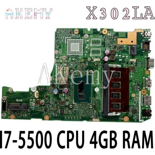 X302LA I7-5500 CPU 4GB RAM mainboard For Asus X302L X302LA X302LJ Laptop motherboard 90NB07V0-R00010 Tested free shipping