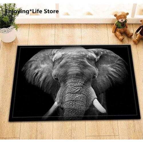 Black Background Shower Curtain Elephant Shower Curtain Bathroom Bath Mat Rugs Waterproof Fabric 72'' x 72'' Shower Curtain Mat