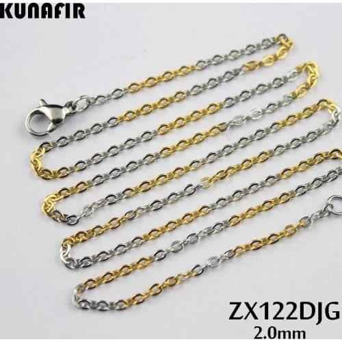 Golden and steel color 2mm cross chain stainless steel necklace welding fashion chain women lady jewelry ZX122DJG