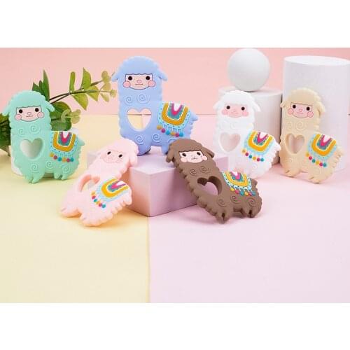 Sunrony 1pcs New Baby Teether Cartoons Sheep Chewing Pandent Accessories DIY Jewelry Pacifier Clip Teething Toy