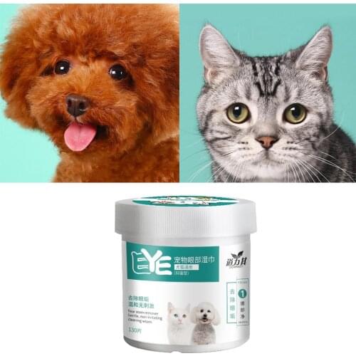 130pcs Pet Eye Ear Wipes Dog Cat Tear Tear Stain Remover Wiping Pad 7cm Dia
