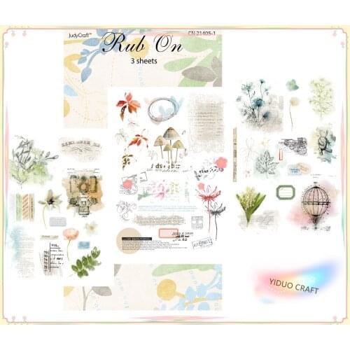 2021 New Summer Plant Flower RUB ON Sticker Scrapbooking Junk Journal Crafts Transfer Stickers DIY Photo Albums Decorative