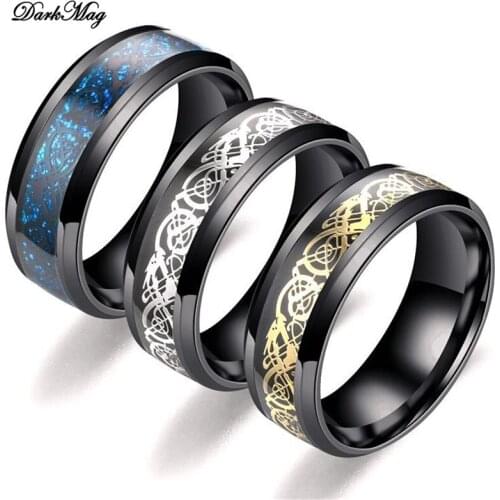 DarkMag 3 COLORS Vintage Gold Dragon 316L stainless steel Ring Mens Jewelry for Men lord Wedding Band male ring for lovers