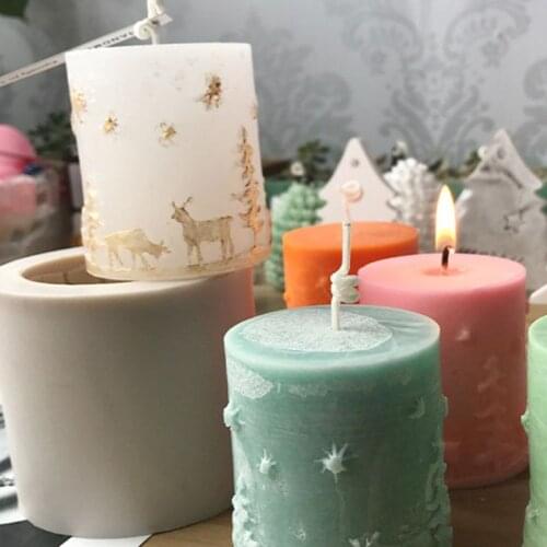 3D Christmas Cylinder Silicone Candle Soap Mold Fondant Cake Chocolate Decor Drop Ship