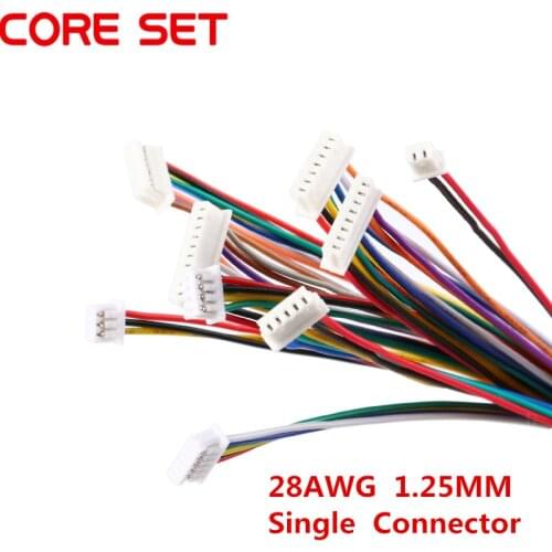 5Pcs Cable Connector XH 1.25 JST Single Electronic Wire Connectors 2/3/4/5/6/7/8/9/10 Pin 10cm DIY Line Forward Direction 28AWG