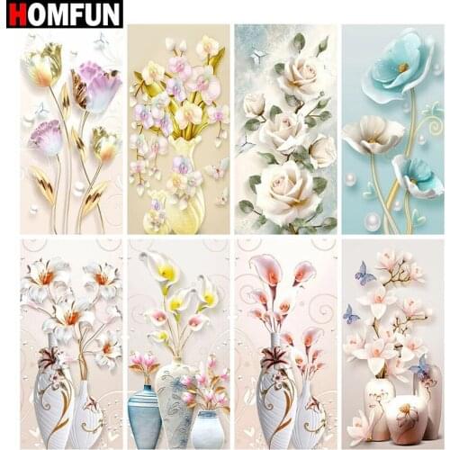 HOMFUN 5D Diamond "Flower arrangement in vas" Diamond Embroidery Full Round/ Square Diy Diamond Painting Cross Stitch Home Decor