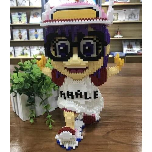 Balody Anime Dr.Slump Alrale Pink Angel Wings Glasses Running Girl DIY Diamond Mini Building Blocks Bricks Toy 16.8*14.4*27