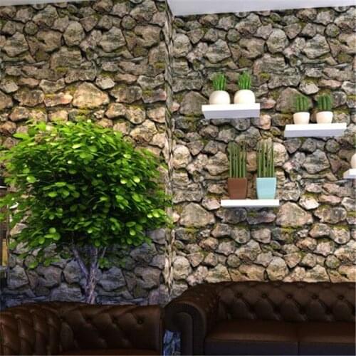 Beibehang Retro nostalgic wallpaper Chinese restaurant restaurant barbecue hot pot shop 3d stereo stone wallpaper background