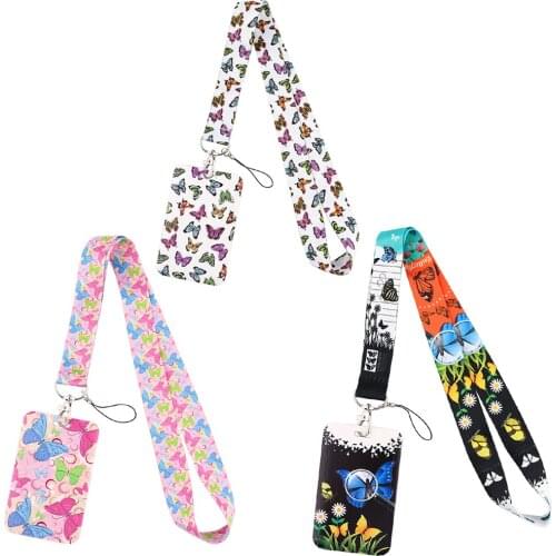 BG1288 Butterfly Keychain Neck Strap Lanyard for Key ID Card Gym Phone Straps USB Badge Holder DIY Hanging Rope Lariat Lanyard