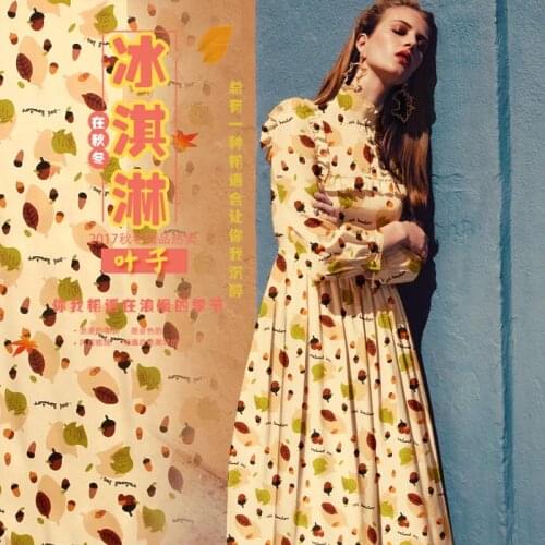 CNUM SP898 Pure Silk/ Leaves /Silk Fabric 93% Silk 7% Spandex Elastic/ Width 1.29yd Thickness 19mm/ Unit: meter